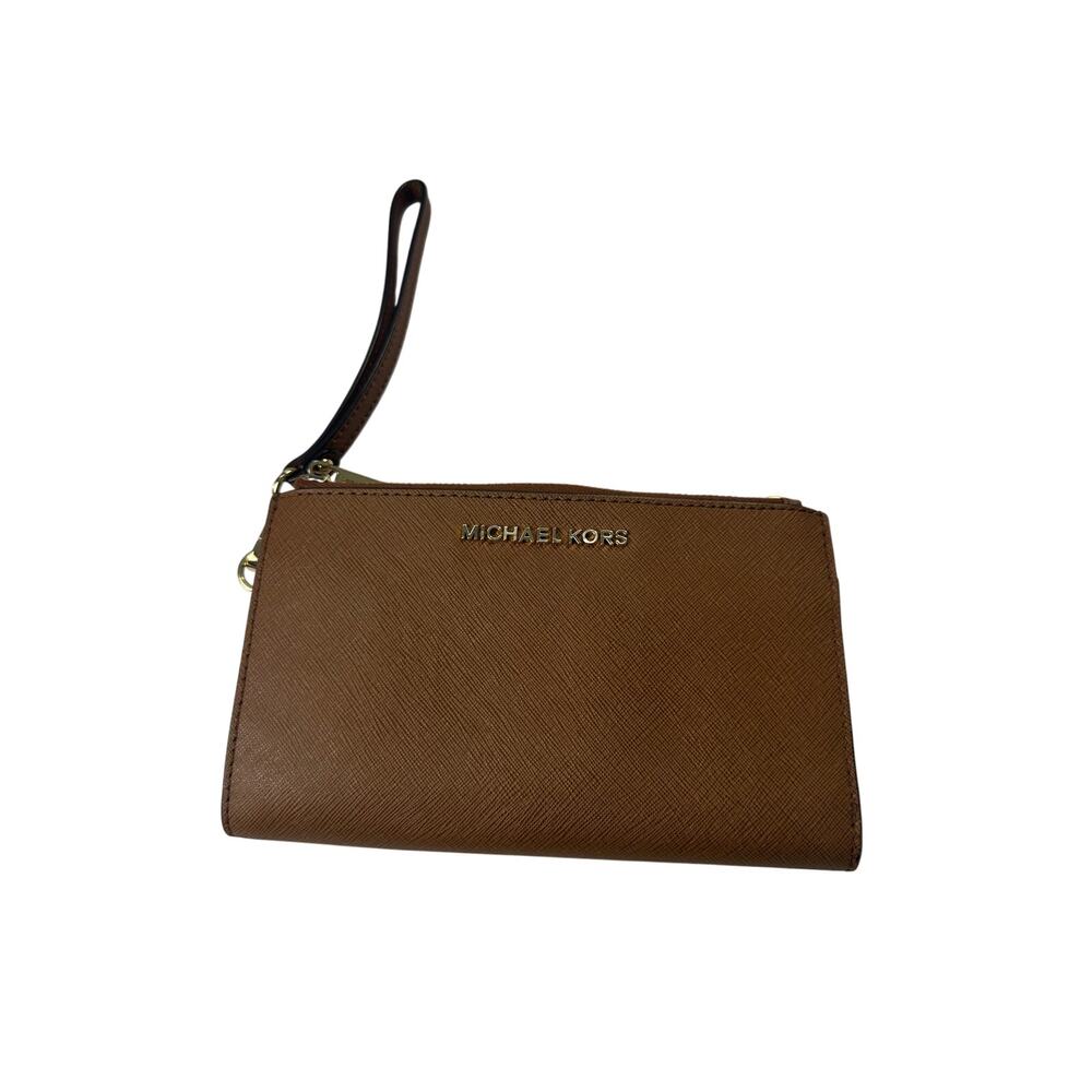 Michael Kors Jet Set Travel Wristlet Women OS Luggage Tan Good Saffiano Leather